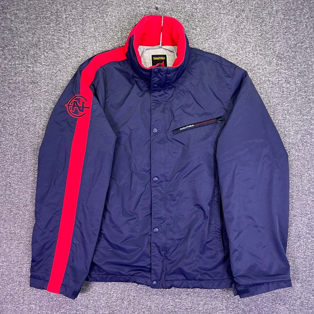 Nautica Competition Jacket Mens XL Blue Red Sailing Windbreaker 90s Sportswear